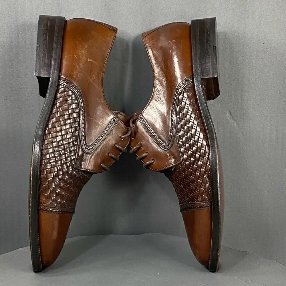 PRINCIPE Brown leather Basket Weave Oxfords mens size 9